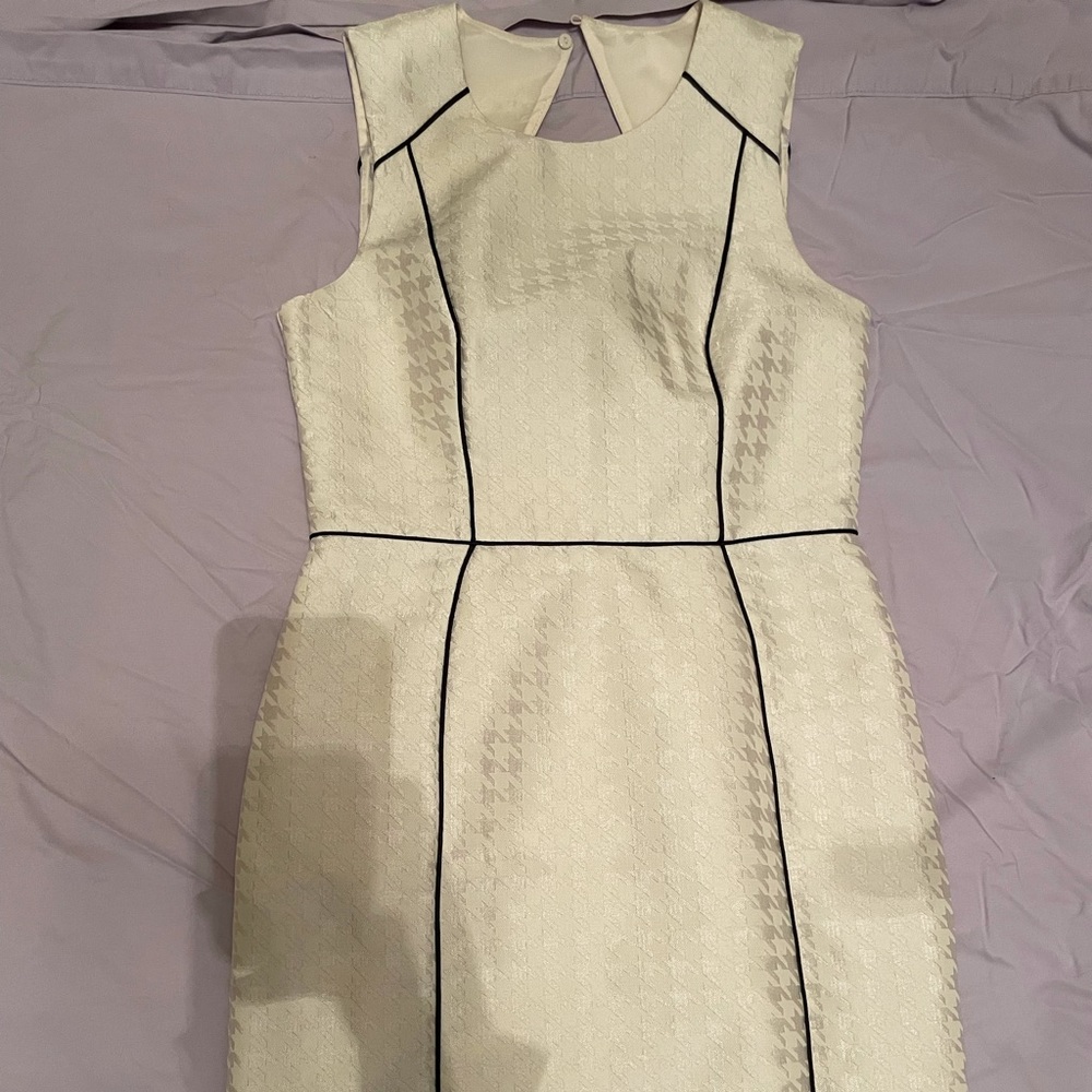 Off- white houndstooth mini dress with black details